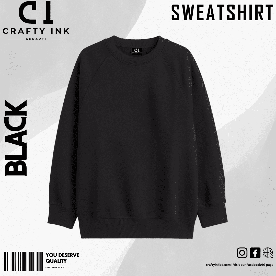 Black Sweatshirt 300 GSM Crafty Ink
